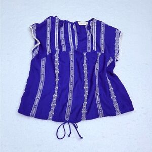 Altar'd State Royal Blue Embroidered Blouse Pre-Owned Size S
